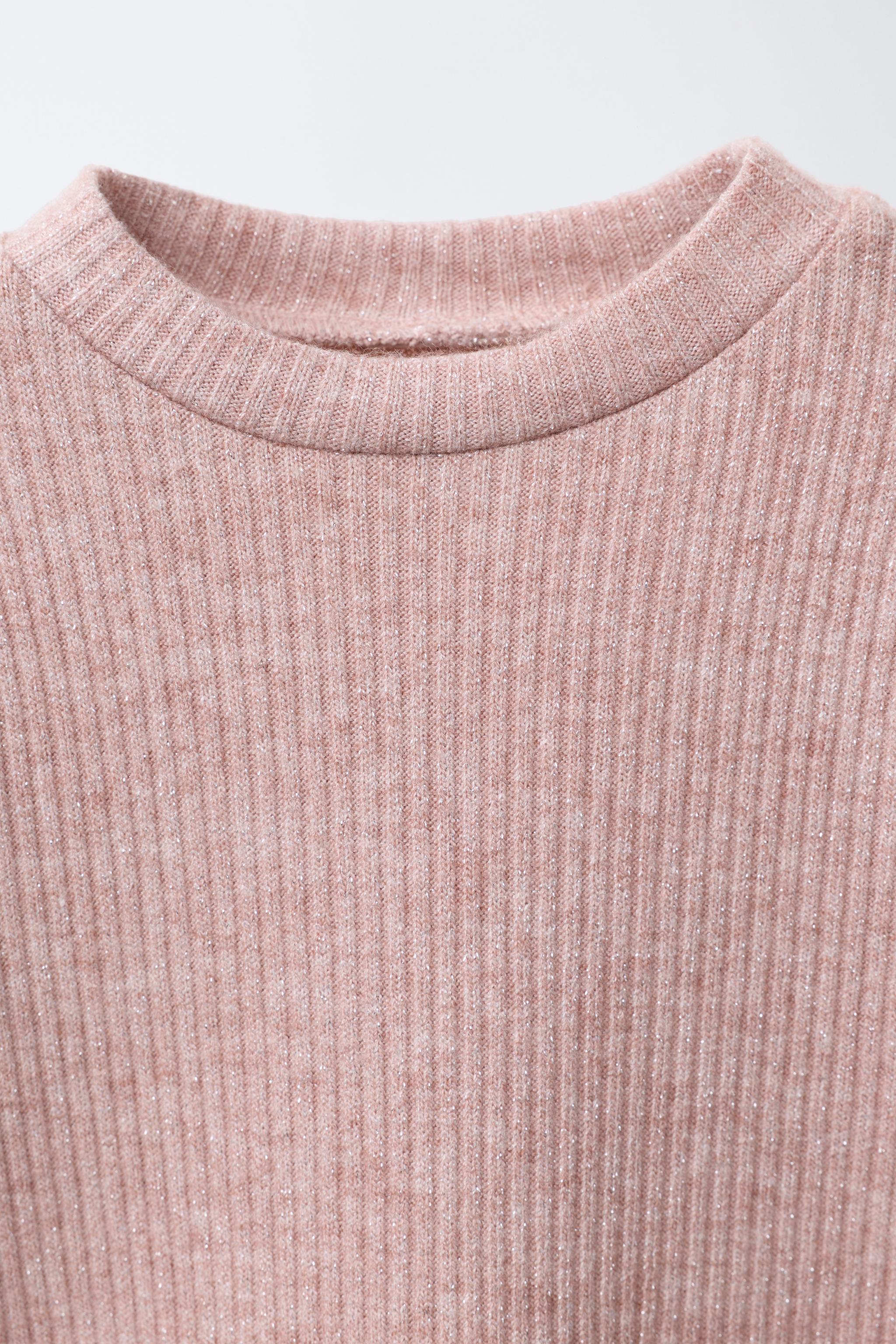 RIBBED SHINY BOW T-SHIRT - Pink marl | ZARA India