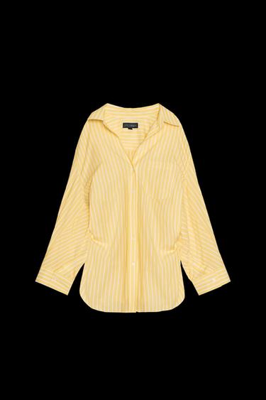 CAMISA POPELÍN OVERSIZE RAYAS - Amarillo de Zara - Imagen 0