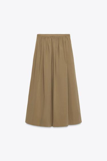 JUPE MIDI CAPE ZW COLLECTION - Marron clair de Zara - Image 4