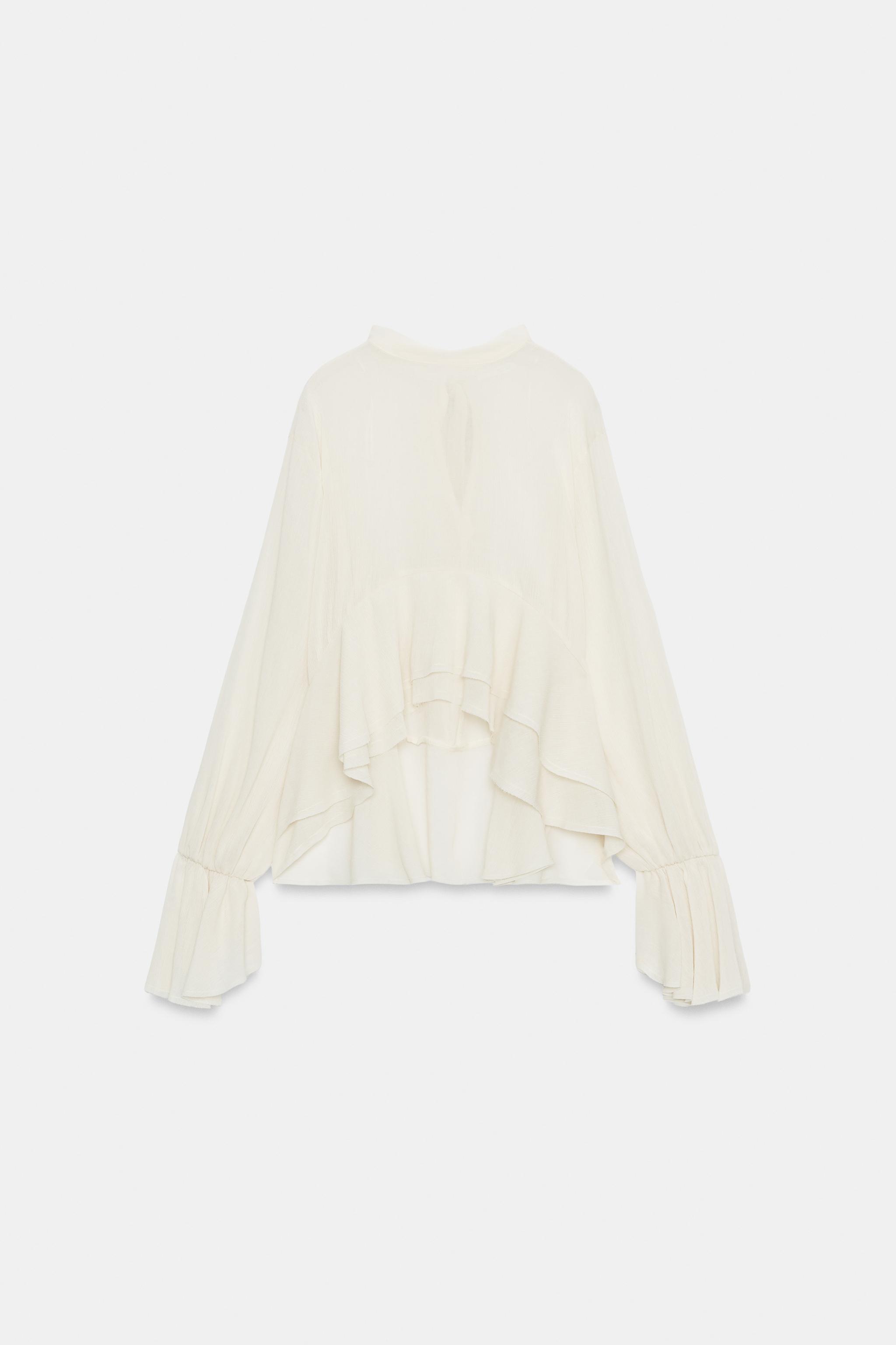 SEMI-SHEER RUFFLED TOP