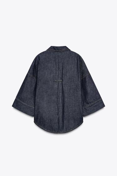 CHEMISE EN JEAN Z1975 À MANCHES LARGES - Bleu de Zara - Image 5