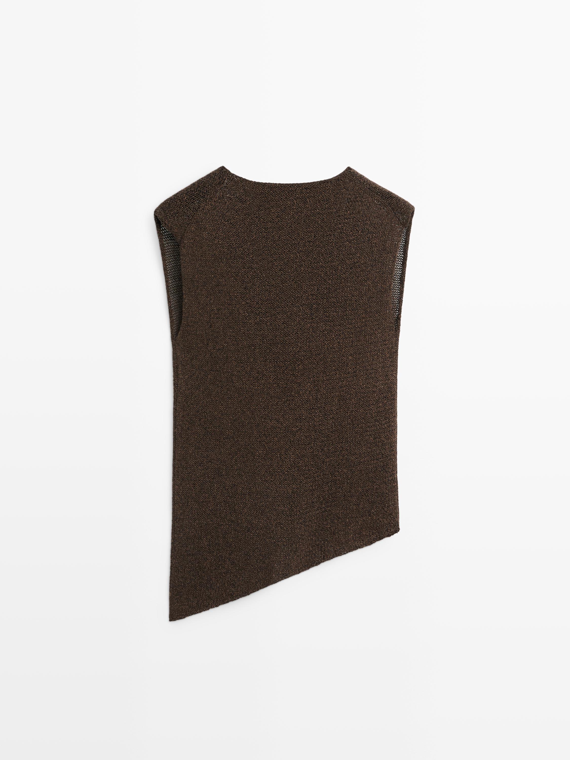 Top asymétrique à col drapé