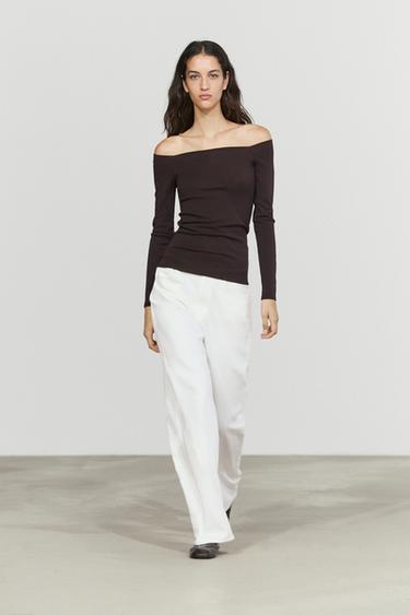 Zara Stretch long sleeve top - Brown - Image 0