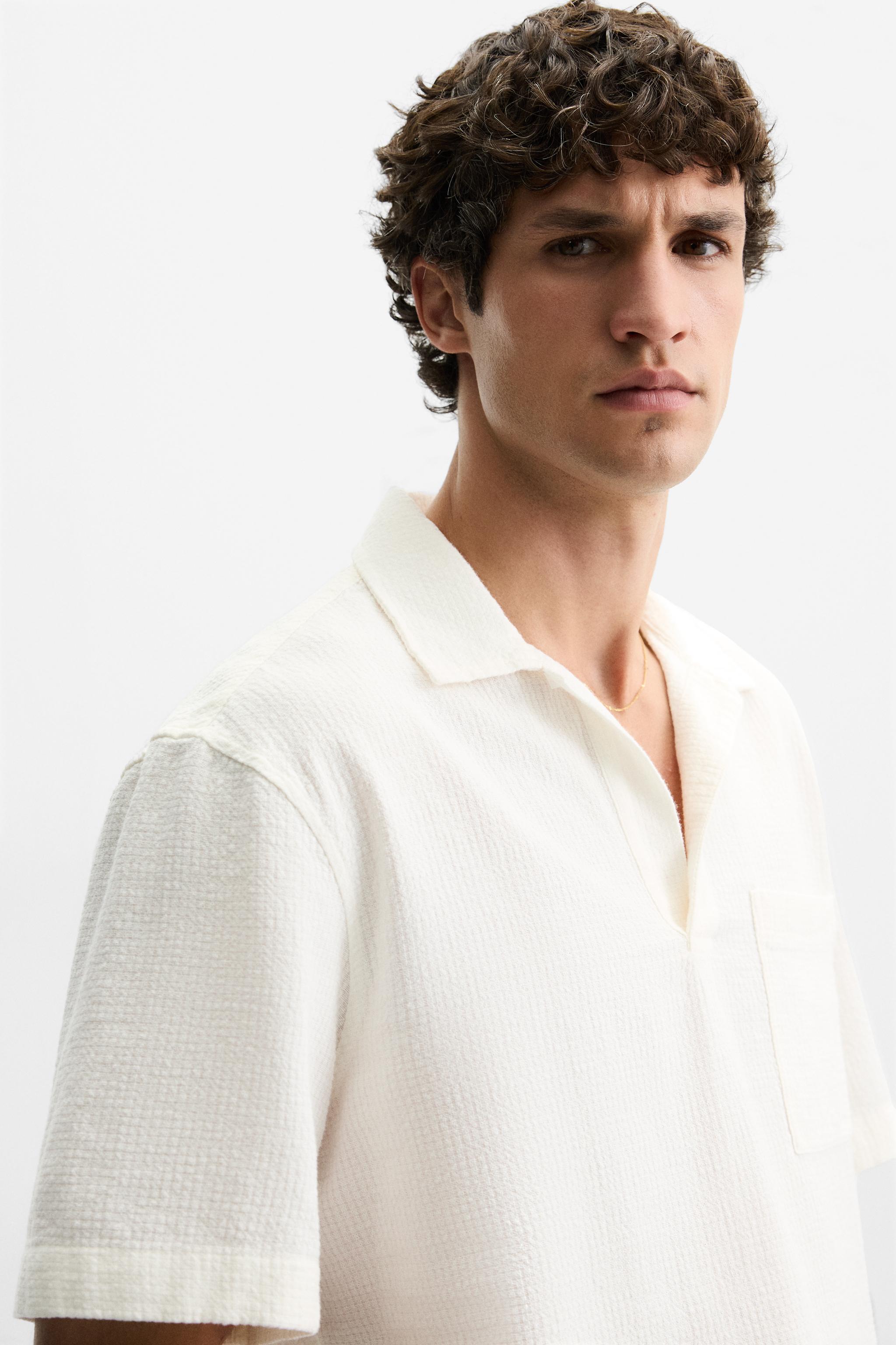 JACQUARD POLO SHIRT - Oyster-white | ZARA Canada