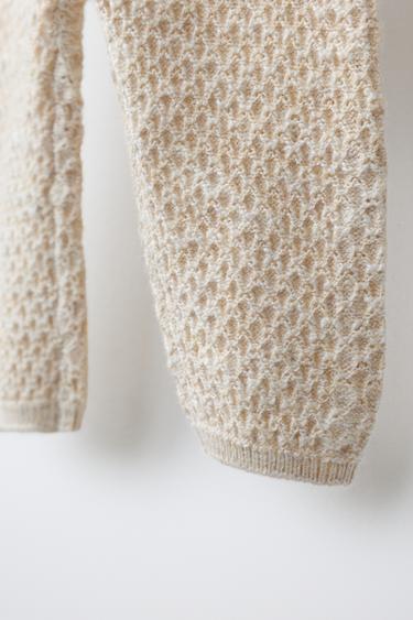 PANTALON EN MAILLE TEXTURÉE - Beige clair de Zara - Image 3