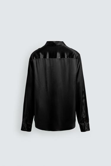 CHEMISE SATINÉE COUPE DÉCONTRACTÉE - Noir de Zara - Image 8