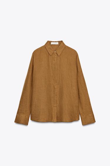 ZW COLLECTION 100% LINEN SHIRT - Ochre by Zara - Image 0
