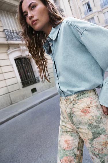 JEAN Z1975 DROIT TAILLE NORMALE À MOTIF FLORAL - Imprimée de Zara - Image 2