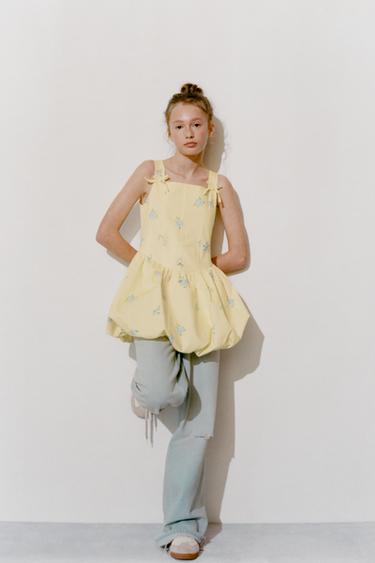 FLORAL DRESS WITH BALLOON HEM - Light yellow by Zara