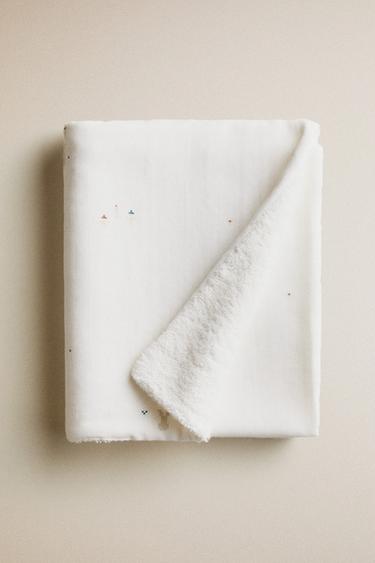 Zara BABY CHIFFON EMBROIDERED BATH TOWEL - Ecru