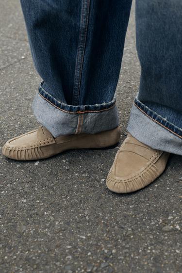 SOFT SUEDE LOAFERS - SAND/BROWN by Zara