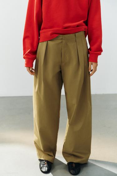 PANTALÓN ANCHO PLIEGUES - Oliva de Zara
