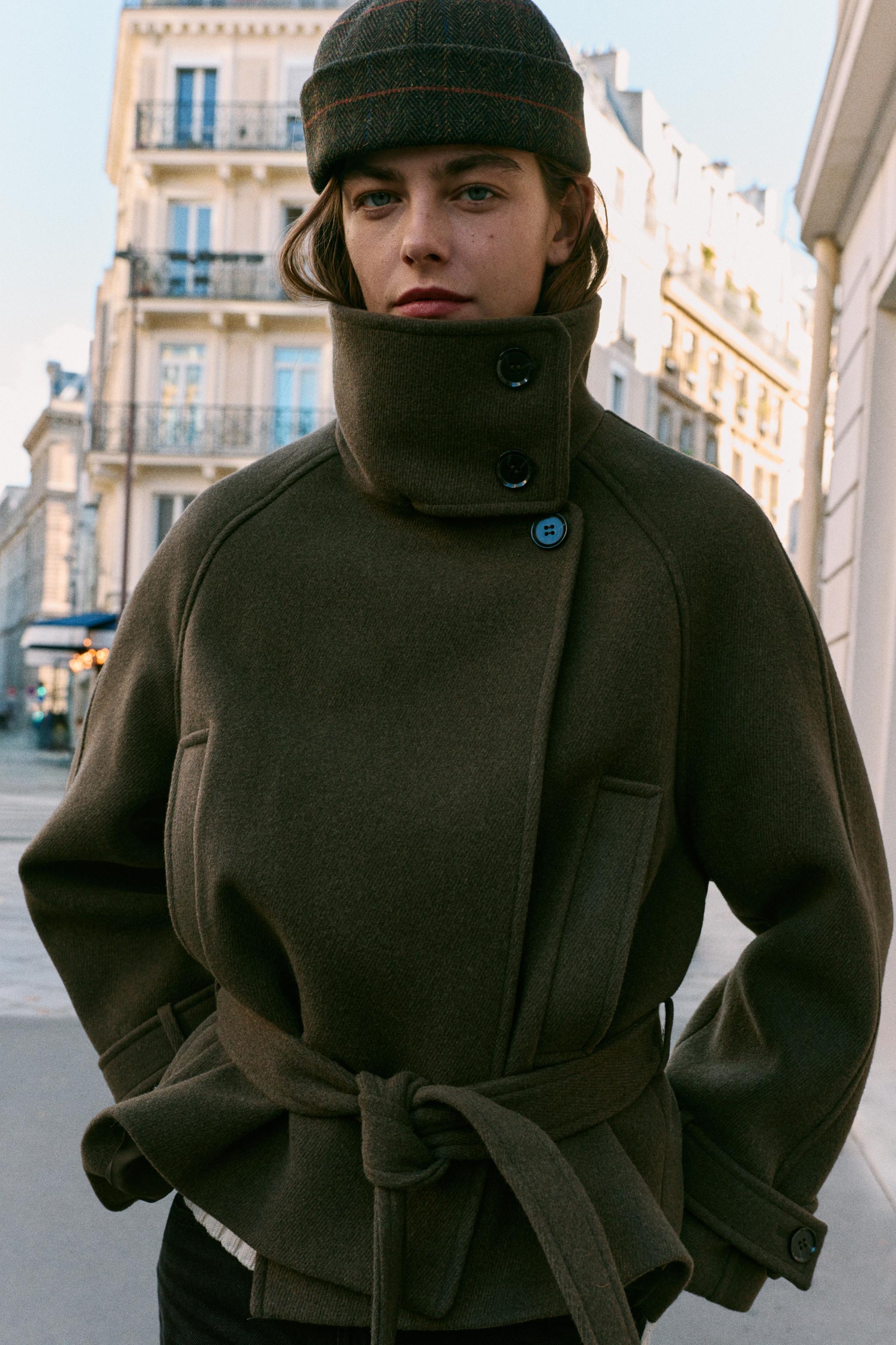 ZARA ソフトハイネックベルトコート　XL ハイネックベルトコート - カーキ | ZARA Japan / 日本