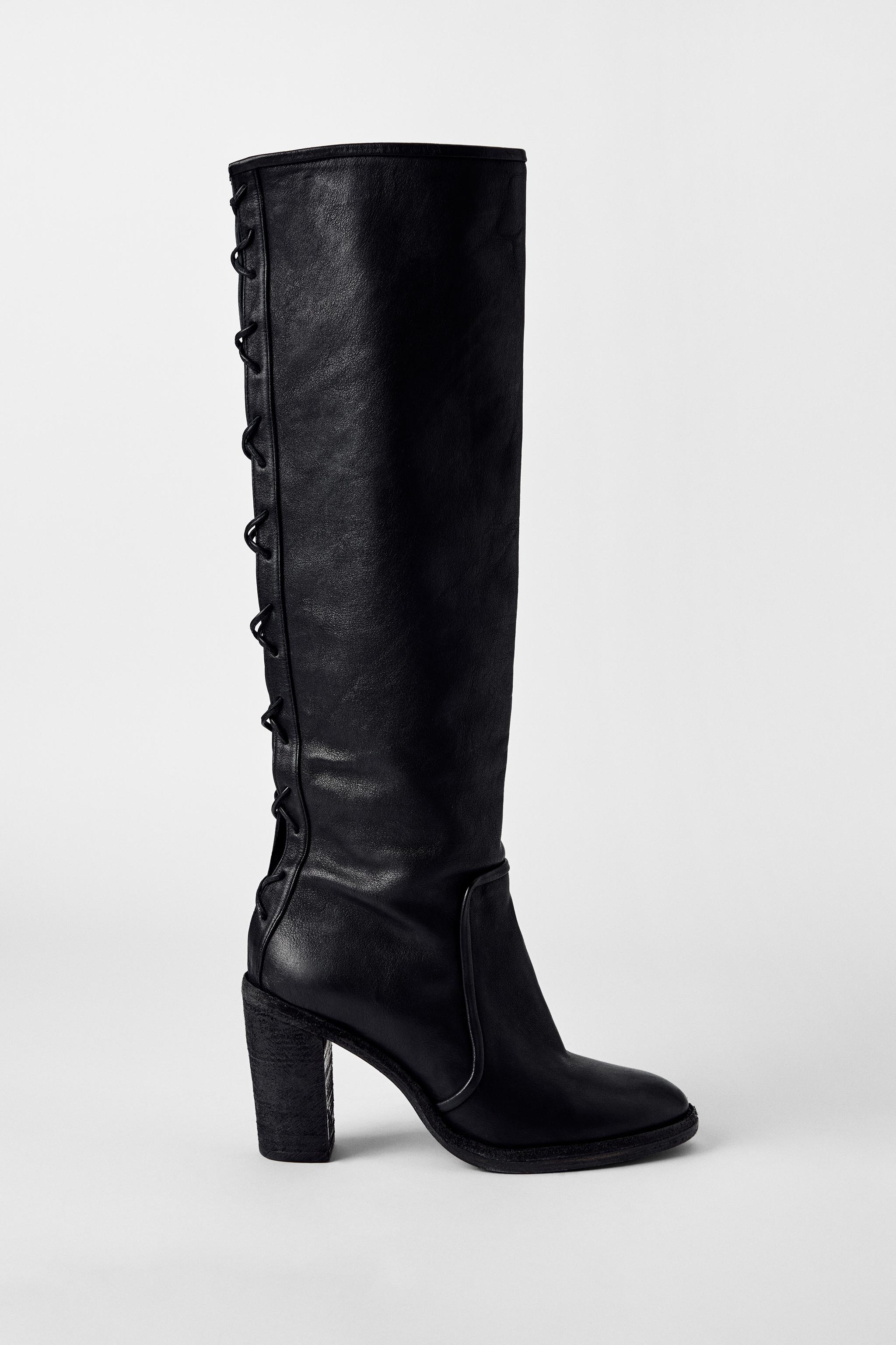 LEATHER LACE-UP BOOTS KATE MOSS X ZARA - Black | ZARA United