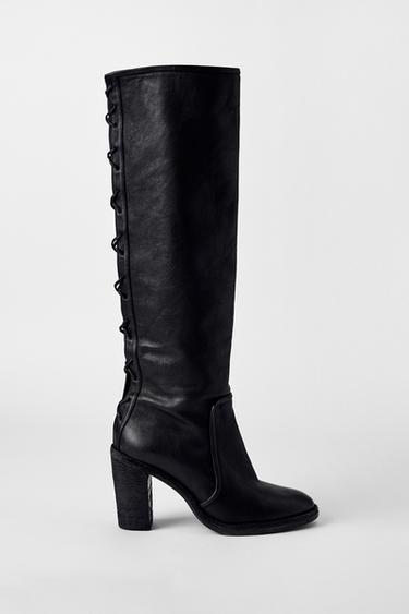 BOTA CORDONES PIEL KATE MOSS X ZARA - Negro de Zara