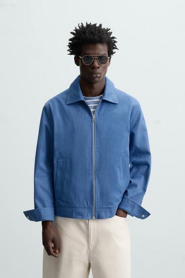 REGULAR FIT COTTON JACKET - Blue by Zara