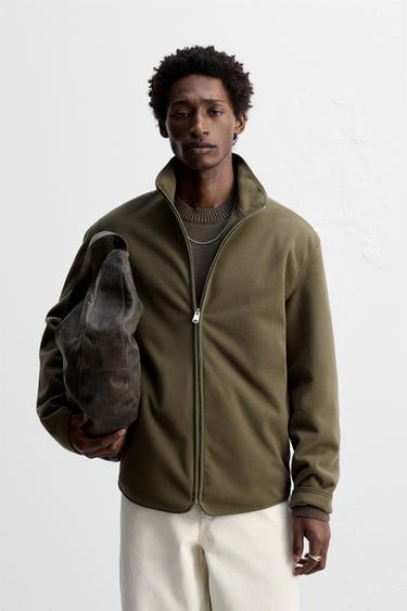 Zaras FLEECEOVERSHIRT - Brun/grön