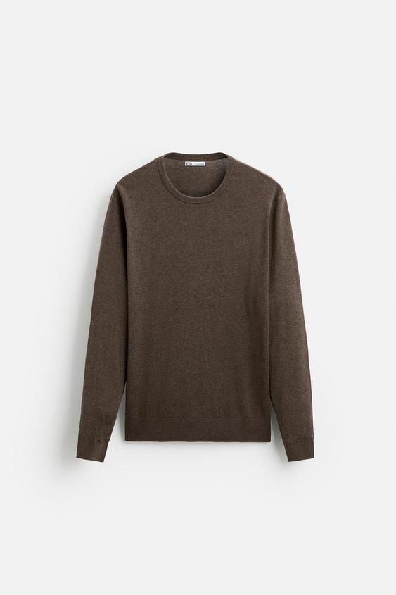 TEXTURED COTTON SWEATER Mink ZARA United States