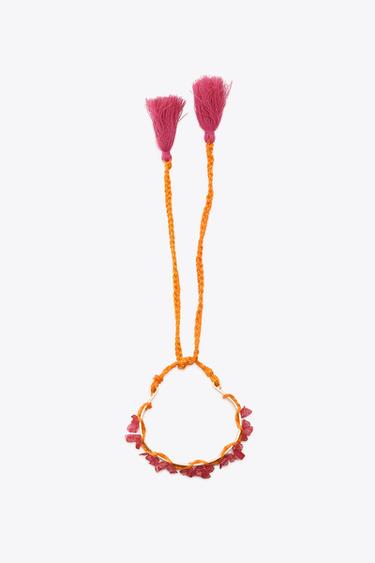 LOT DE 3 BRACELETS RIGIDES EN TISSU ET PIERRES - Multicolore de Zara - Image 2