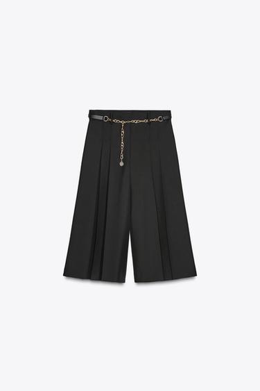 LONG BERMUDA SHORTS WITH CHAIN BELT - Black by Zara - Image 4