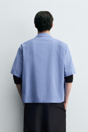BOXY FIT CHECK SHIRT - Blue by Zara - Image 2