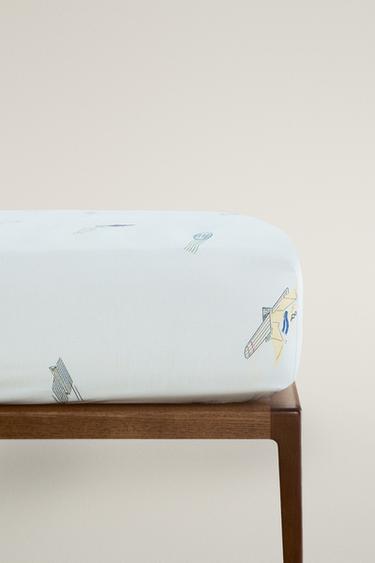 KIDS' DINOSAUR FITTED SHEET - Light blue by Zara - Image 0