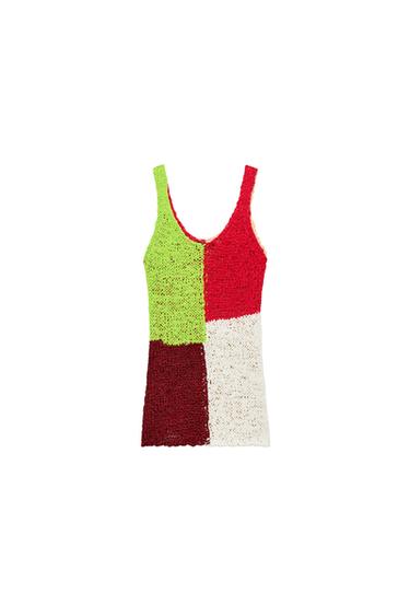 Zara COLOR BLOCK KNIT TOP - Multicolored
