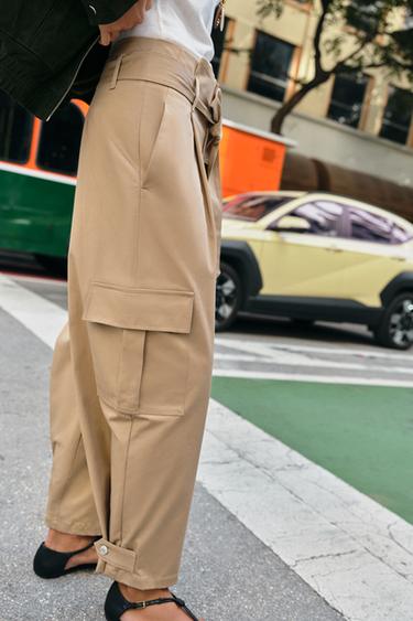 PAPERBAG CARGO TROUSERS - Light camel by Zara - Image 1