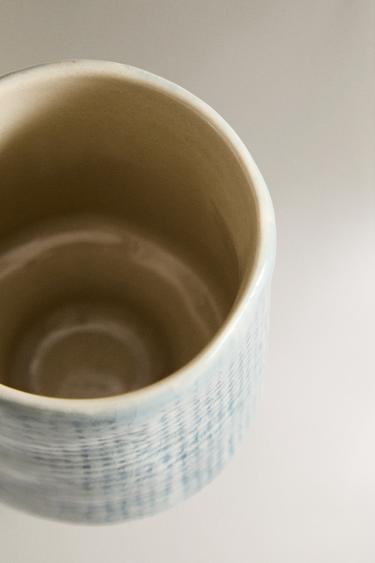 CHECK CERAMIC TUMBLER - Blue by Zara