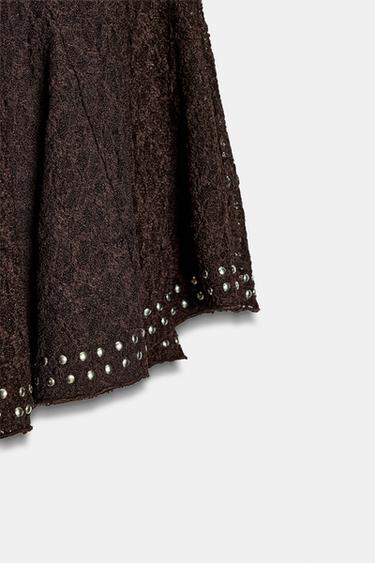 JUPE DENTELLE CLOUS - Chocolat de Zara - Image 6