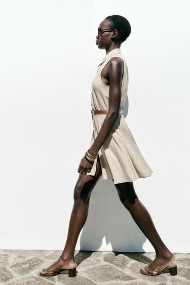 ROBE COURTE CEINTURE - Beige de Zara - Image 2