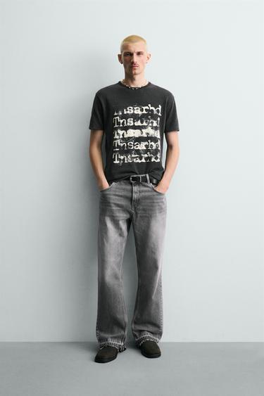 WASHED PRINTED KNIT T-SHIRT - Black by Zara - Image 0