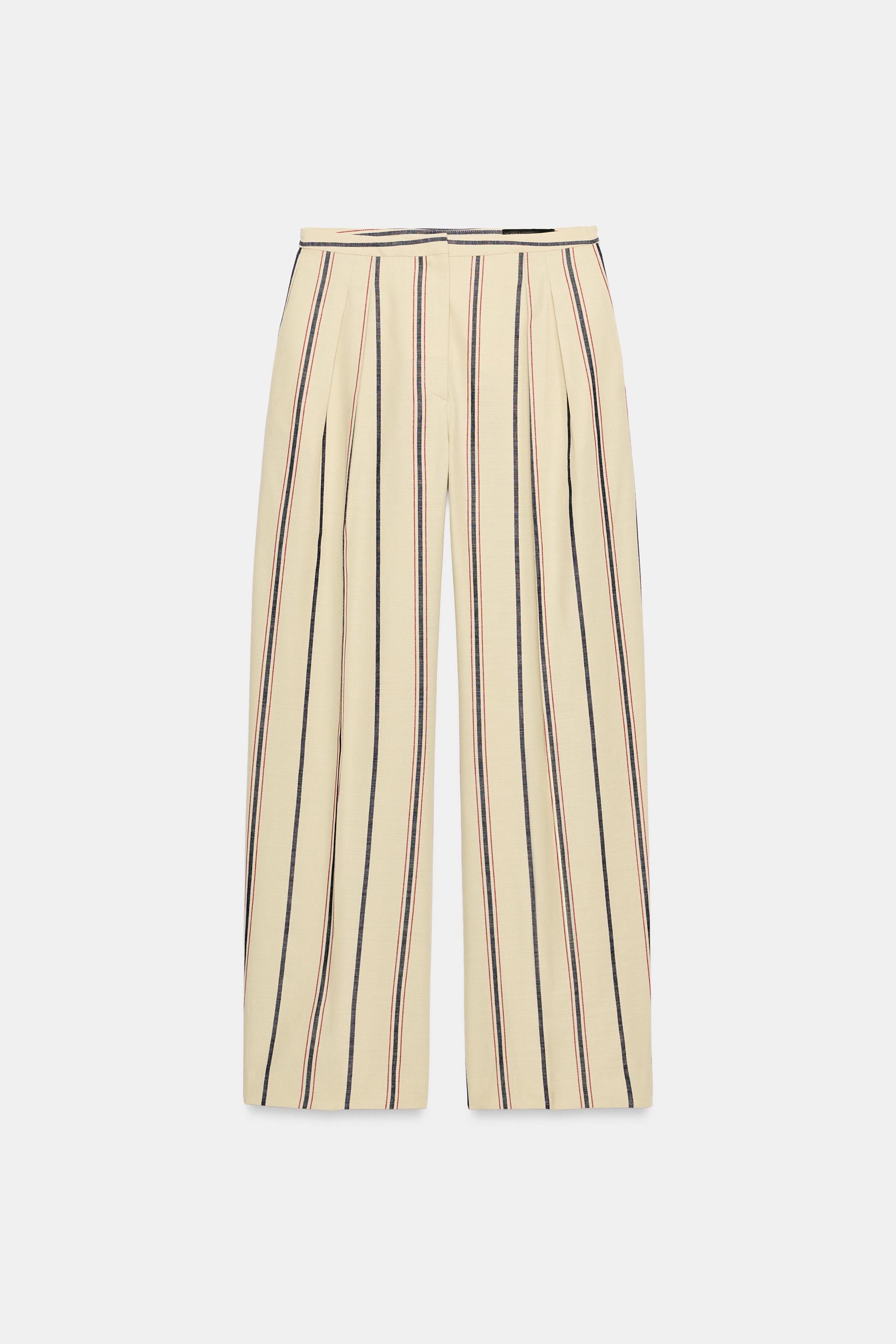 Женские брюки Zara ZW COLLECTION STRIPED PLEATED TROUSERS — фото 7
