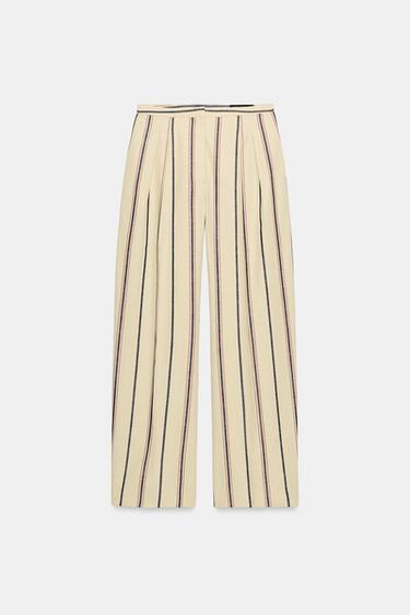 PANTALON À PLIS RAYÉ ZW COLLECTION - Beige de Zara - Image 6