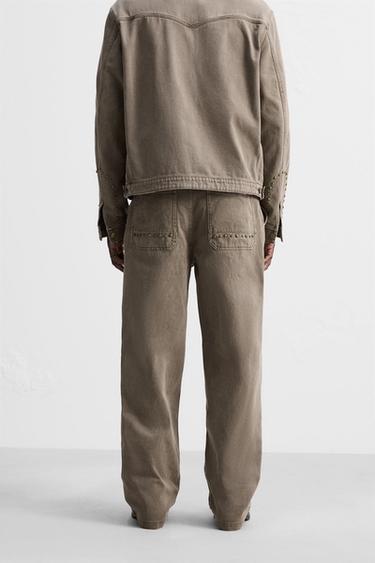 PANTALON RELAXED FIT CLOUS - Beige de Zara - Image 2
