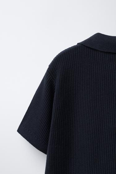 BASIC RIBBED POLO SHIRT - navy by Zara - Image 3