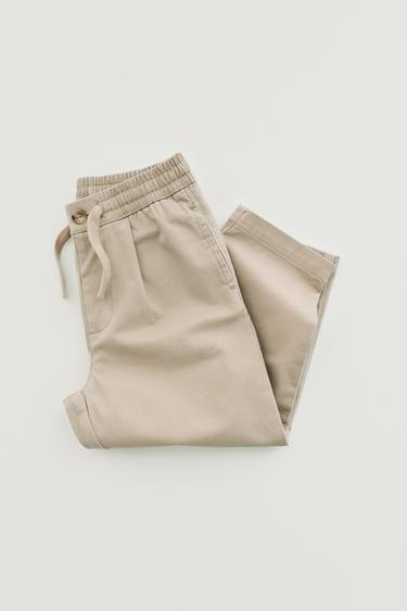 Zara STRAIGHT CHINO PANTS - Light beige