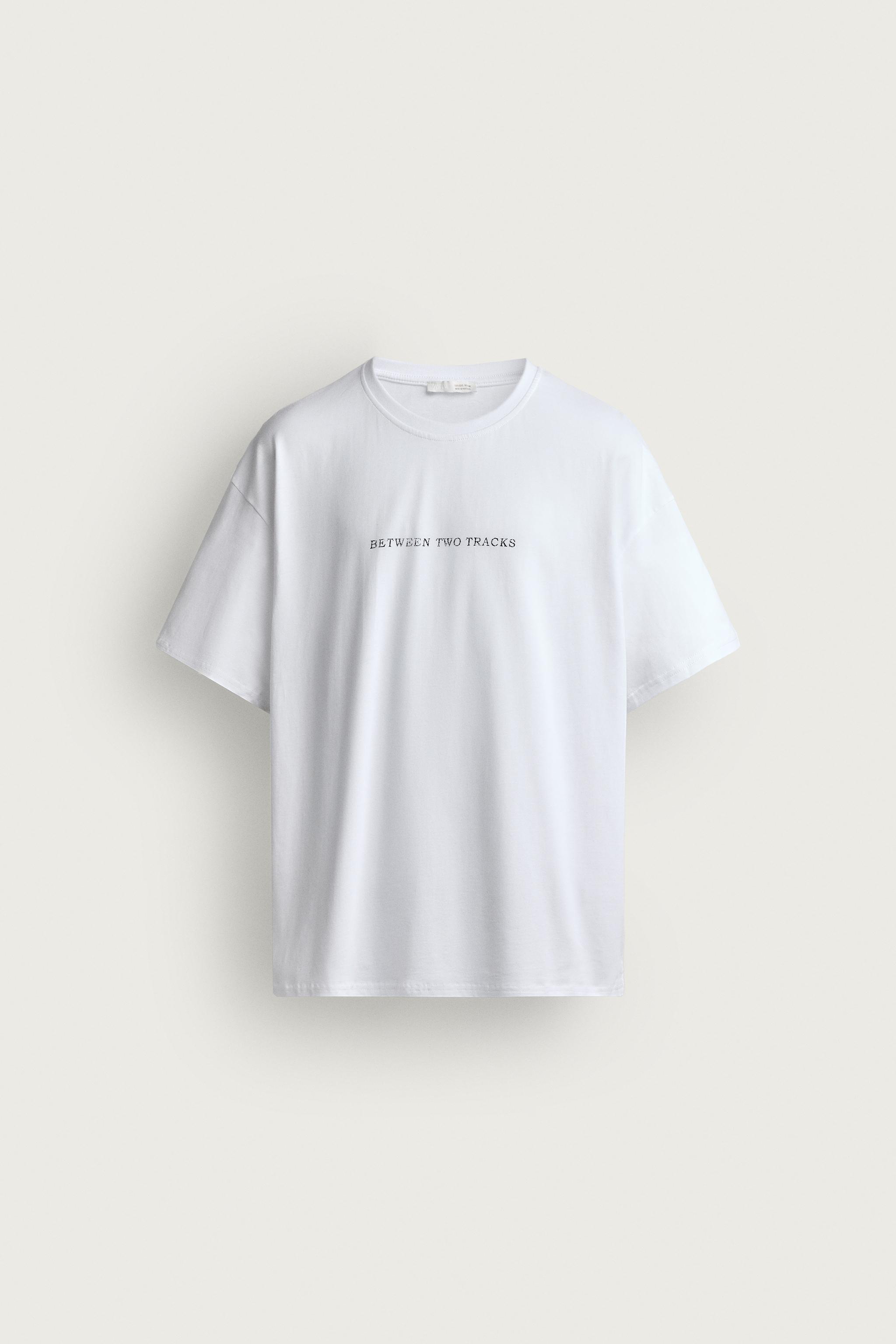 Zara DESENLİ YAMALI RELAXED FIT T-SHIRT görsel 7