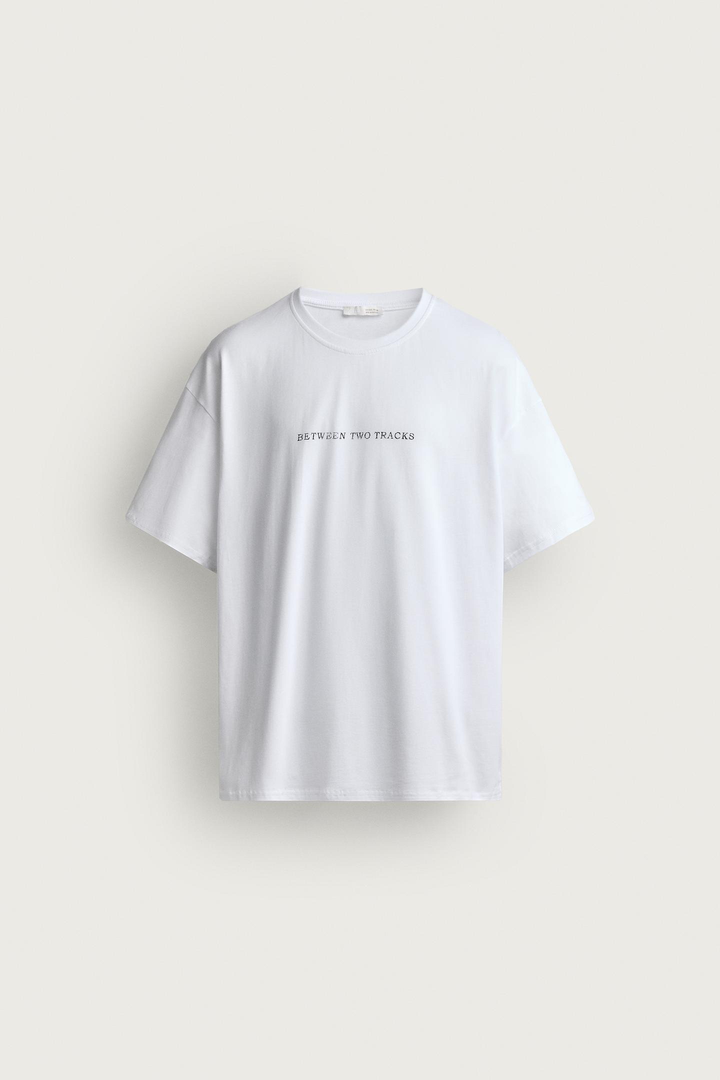 Мужская футболка Zara Relaxed Fit Printed Patch, цвет: Белый — фото 7