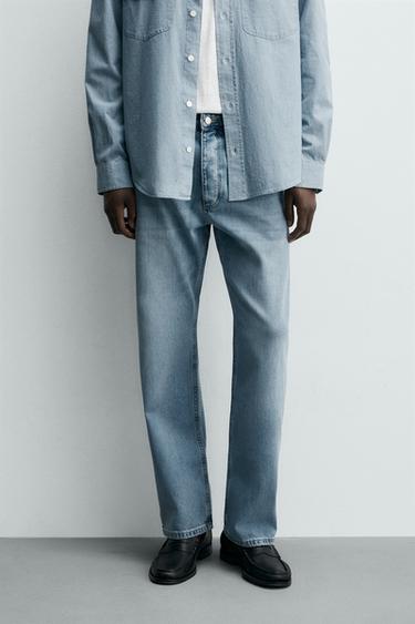 JEANS STRAIGHT ANKLE FIT ALGODÃO - LIOCEL - Azul-claro da Zara