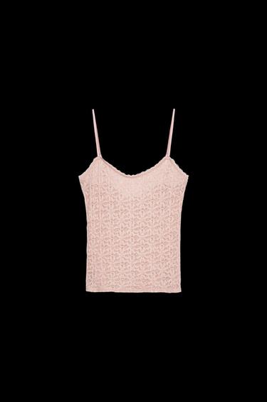TOP ENCAJE TIRANTES - Rosa claro de Zara - Imagen 0