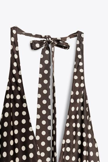 ZW COLLECTION HALTER POLKA DOT DRESS - Brown by Zara - Image 9