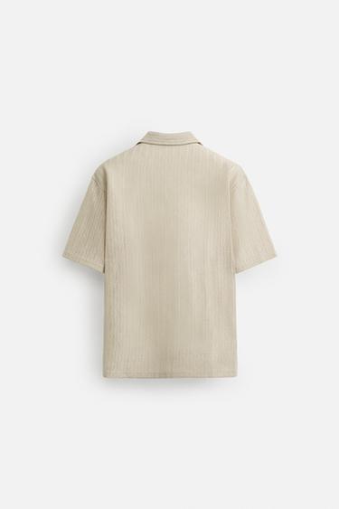 CHEMISE STRUCTURE OUVERTE À CHEVRONS - Beige clair de Zara - Image 7