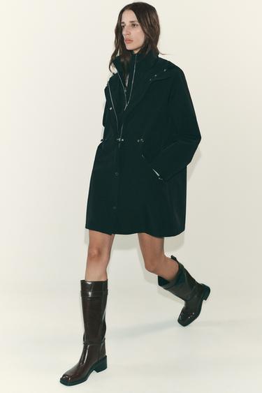 VESTE LONGUE À CAPUCHE - Noir de Zara - Image 5