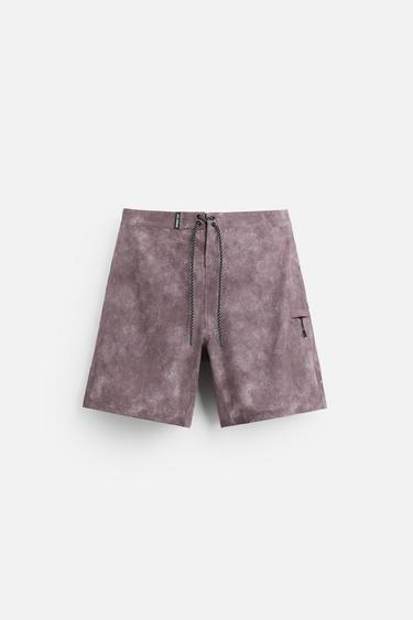 SPRAY PRINT LONG SWIMMING TRUNKS - Purples by Zara