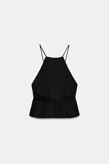 TOP HALTER PÉPLUM - Noir de Zara - Image 5