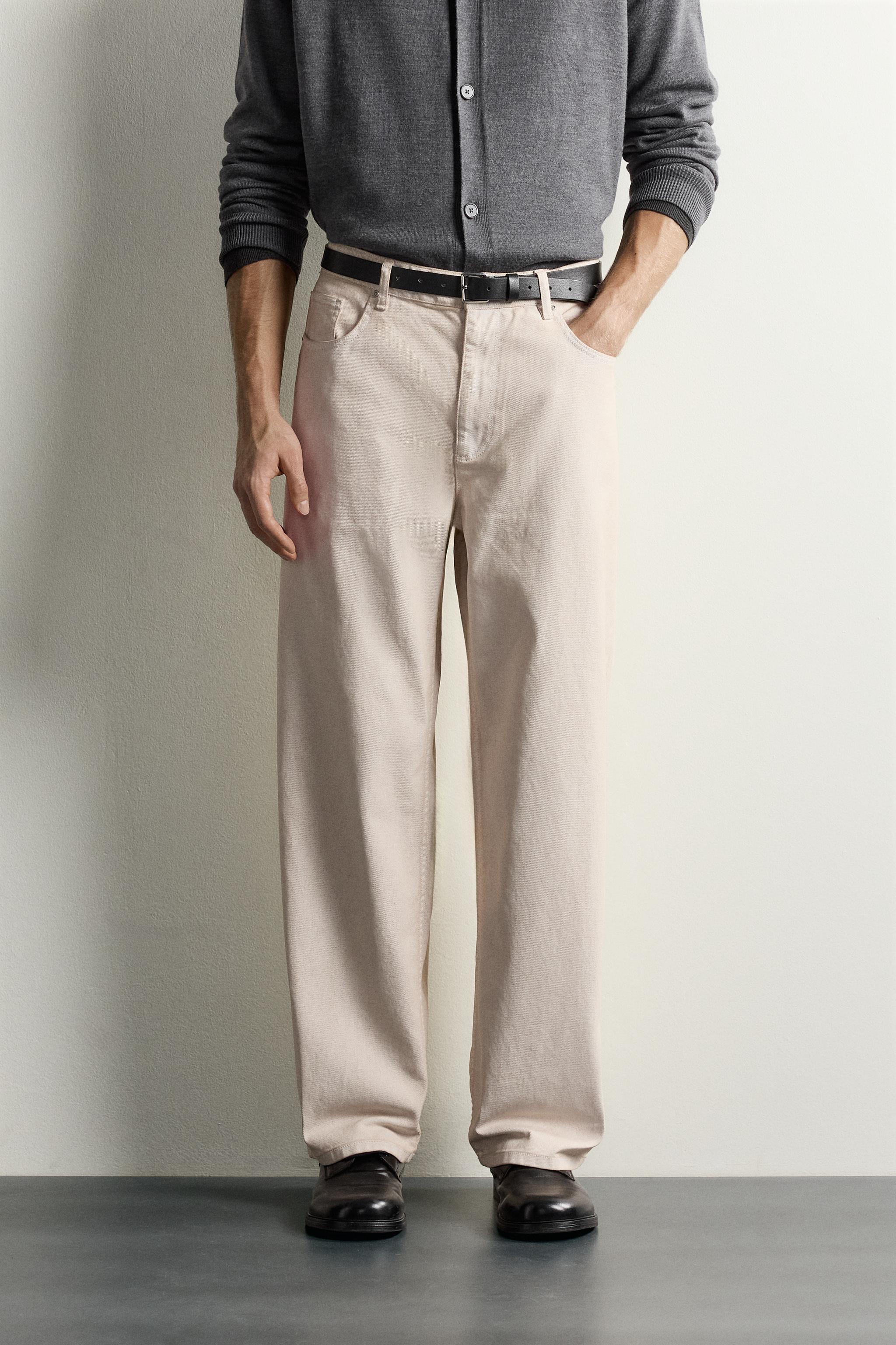 WASHED STRAIGHT-FIT PANTS