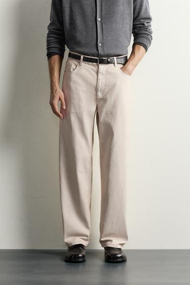 WASHED STRAIGHT-FIT PANTS — Vanilla 2