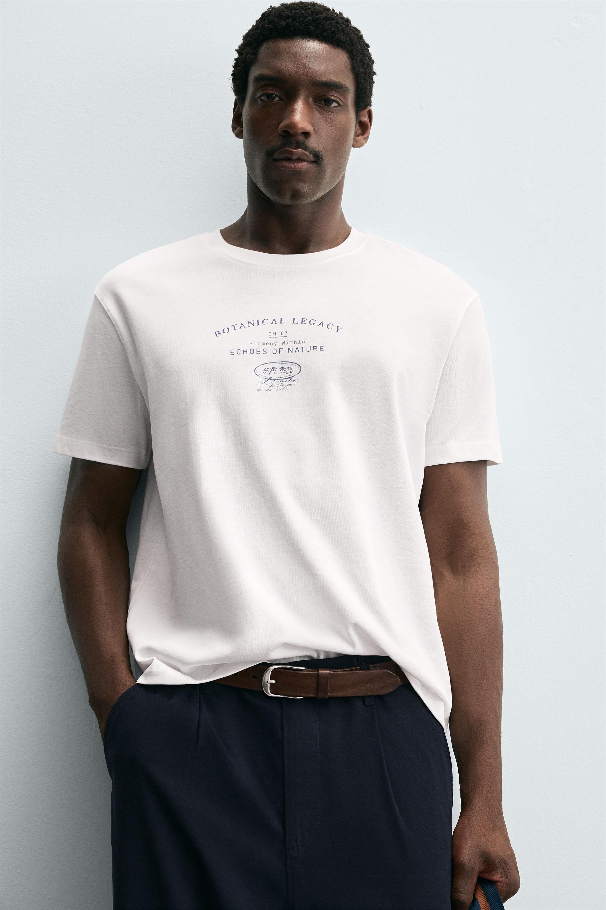 PRINTED TEXT T-SHIRT - Oyster-white | ZARA United States