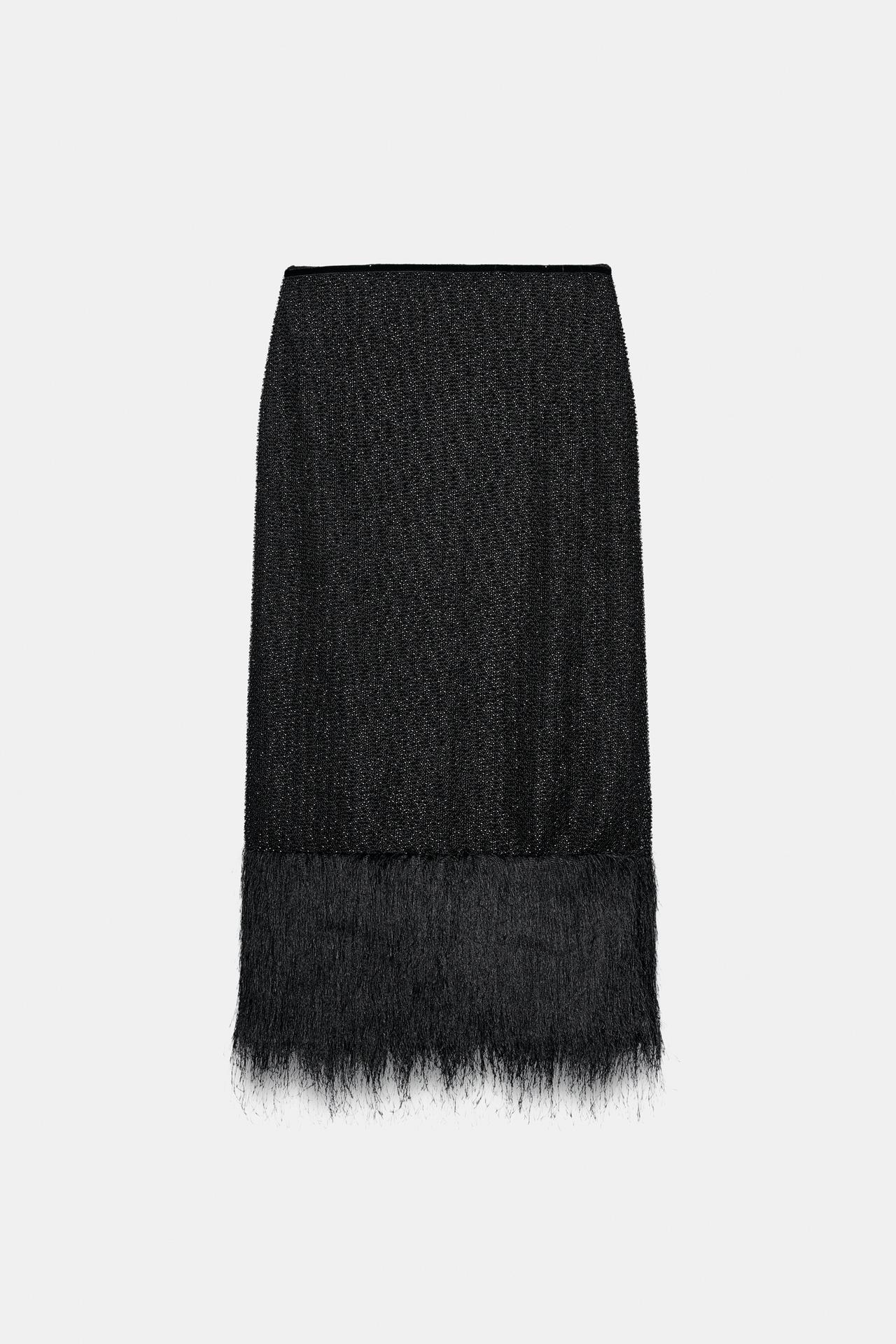 ZW COLLECTION BEADED STRAIGHT SKIRT — Black